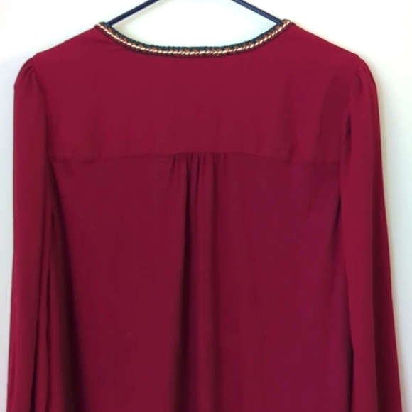 Free People My Danielle Boho Crosshatch Embellishment Long Sleeve Top Size XL - Picture 4 of 7